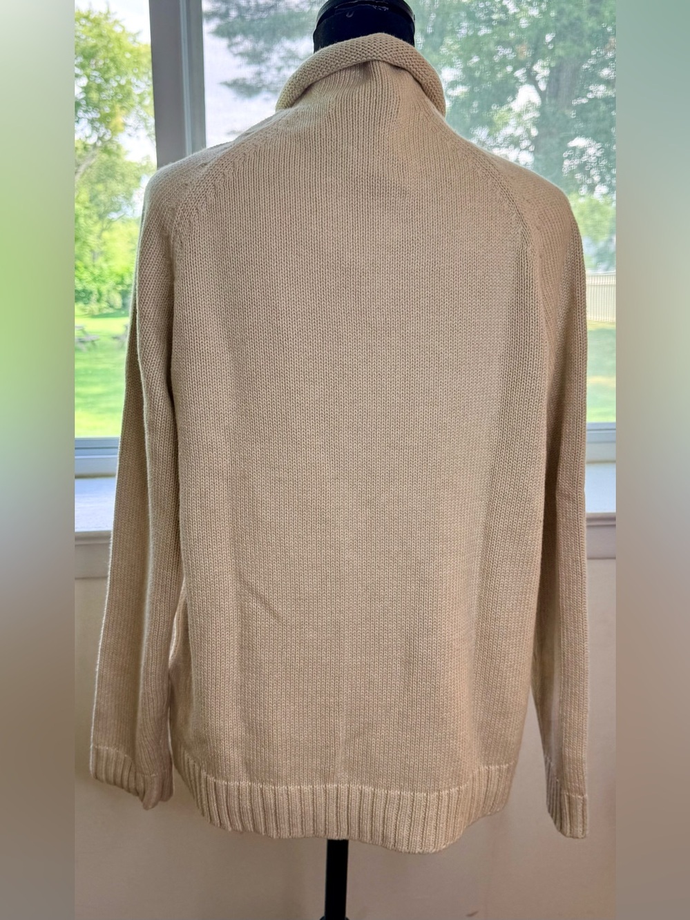 NWT Lands End cotton knit turtleneck sweater Oatmeal preppy classic medium - Picture 5 of 8